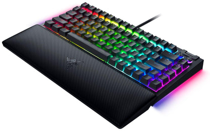 Tastatura mecanica gaming BlackWidow V4 75%, taste ABS, layout Intls. US (ISO),iluminare RGB, cu 6 butoane customizabile, suport pentru incheietura magnetic, negru