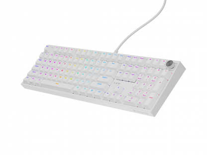 Tastatura gaming mecanica cu fir Genesis Thor 404, iluminare RGB, 107 taste, 11 butoane multimedia, alb