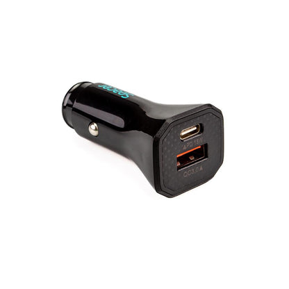 Incarcator auto Spacer Fast Charge 12W, 5V/2.4A max, putere 12W, 1 x USB + 1 x USB Type-C, pt. bricheta auto, negru