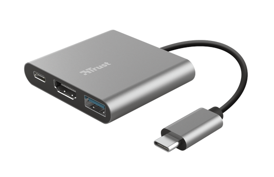 Hub USB Trust Dalyx, 3 porturi USB-C, silver