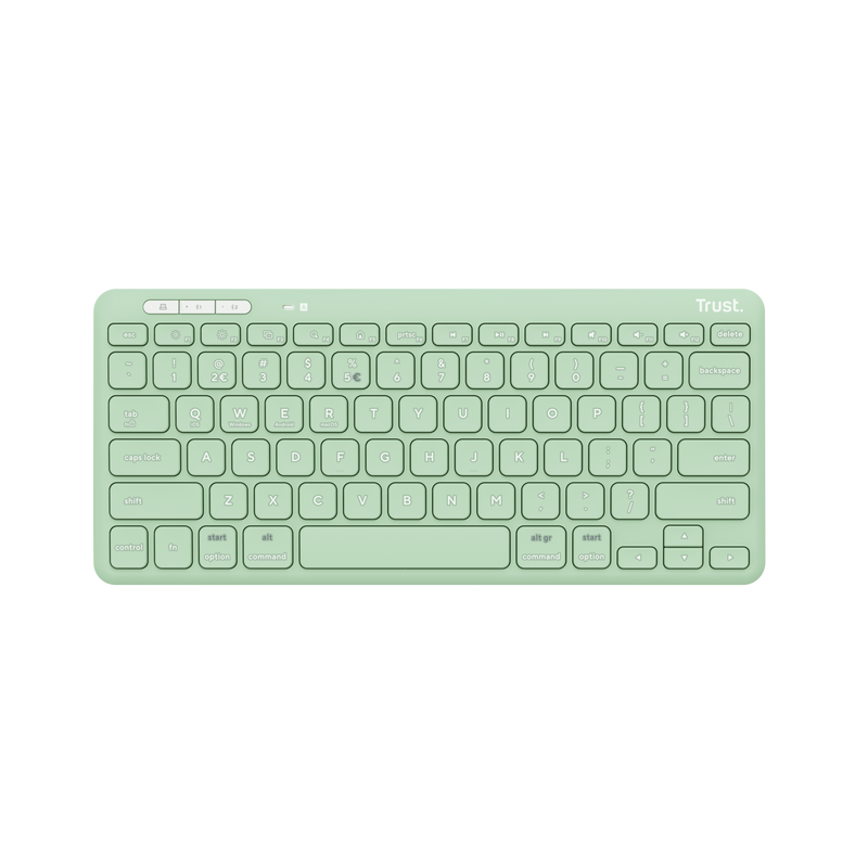 Tastatura Trust Lyra Wireless, conexiune USB-A, USB-C 1.1, raza de acoperire wireless 10m, 1x AAA baterie, compatibila cu laptop, pc, Bluetooth devices, tableta, alba