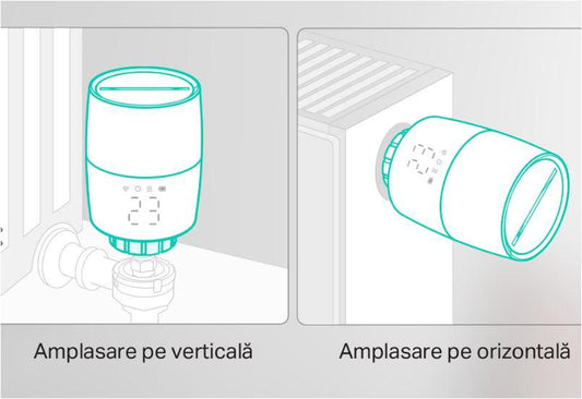 TP-LINK KE100, Termostat smart wireless pentru calorifer, 2.4 GHz Wi-Fi, 868 MHz, Android 5.0 sau mai recent?, iOS 10 sau mai recent?.