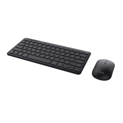 Trust Kit Wireless keyboard+mouse Lyra, mouse optic, rezolutie maxima 1200 DPI, conectivitate wireless, intefata USB-C, USB-A, negru