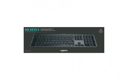 Tastatura Logitech MX Keys S, Iluminare, 2.4GHz&Bluetooth, USB-C, US INTL layout, graphite/negru