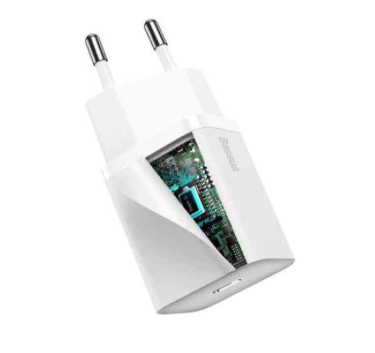 INCARCATOR retea Baseus Super Si, Quick Charge 20W, 1 x USB Type-C 5V/3A, alb