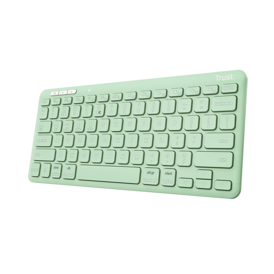 Tastatura Trust Lyra Wireless, conexiune USB-A, USB-C 1.1, raza de acoperire wireless 10m, 1x AAA baterie, compatibila cu laptop, pc, Bluetooth devices, tableta, alba
