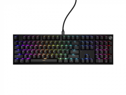Tastatura gaming mecanica cu fir Genesis Thor 404 , iluminare RGB, switch-uri Peach, 107 taste, 11 butoane multimedia, negru