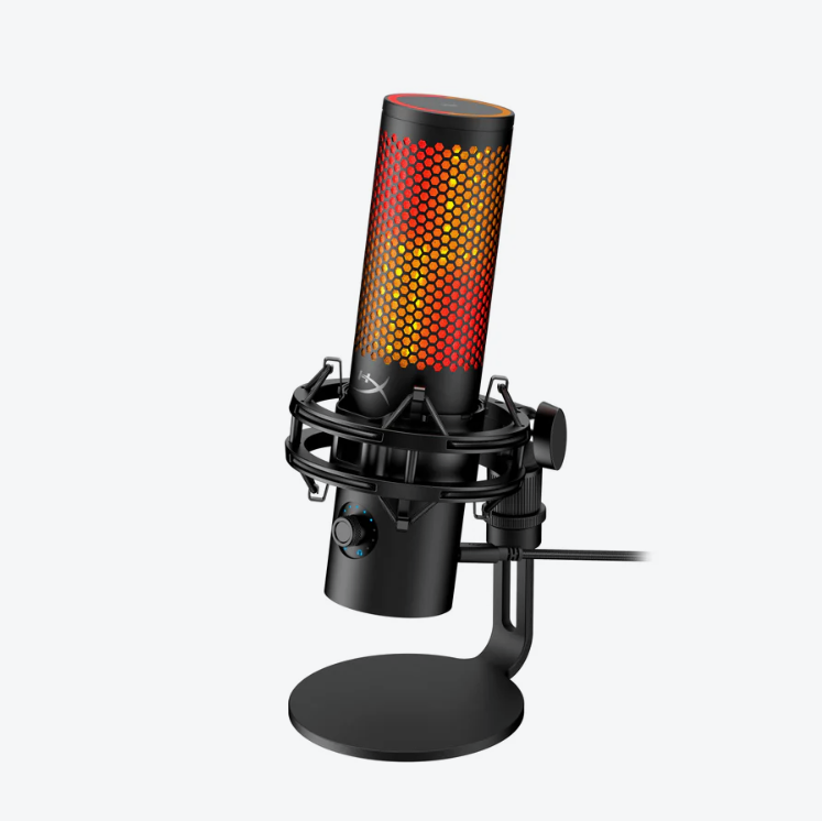 Microfon gaming HyperX QuadCast 2 S pentru Streamers/Content Creators, cardioid, USB-C, 32-bit bit depth, 192kHz sampling rate, 100+ LED-uri aRGB, PC Win11, Mac, Steam Deck, negru