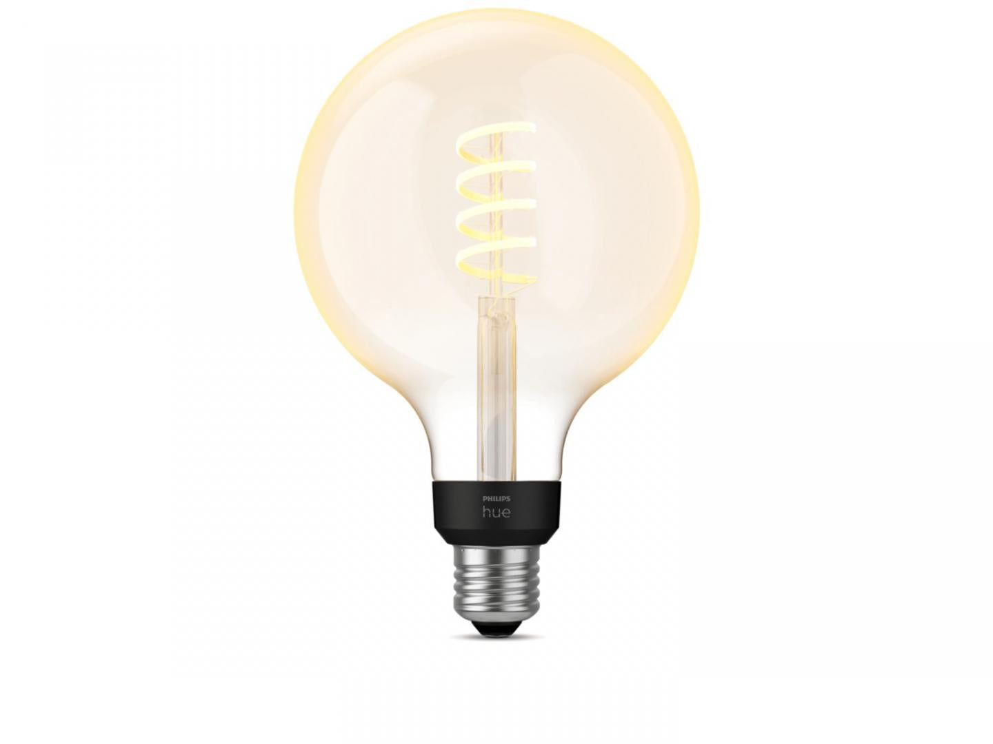 Bec LED inteligent vintage (decorativ) Philips Hue Filament Glob G125 ,Bluetooth, E27, 7W (40W), 550 lm, lumina alba (2200-4500K)