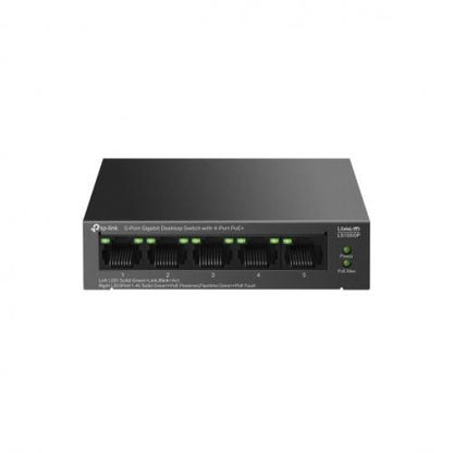 "5-Port Gigabit Desktop Switch with  4-Port PoE+ PORT: 4× Gigabit PoE+ Ports, 1× Gigabit Non-PoE Port SPEC: 802.3af/at, 65 W PoE Power, Desktop Steel Case FEATURE: Extend Mode for 250m PoE Transmitting, PoE Auto Recovery, Plug and Play"