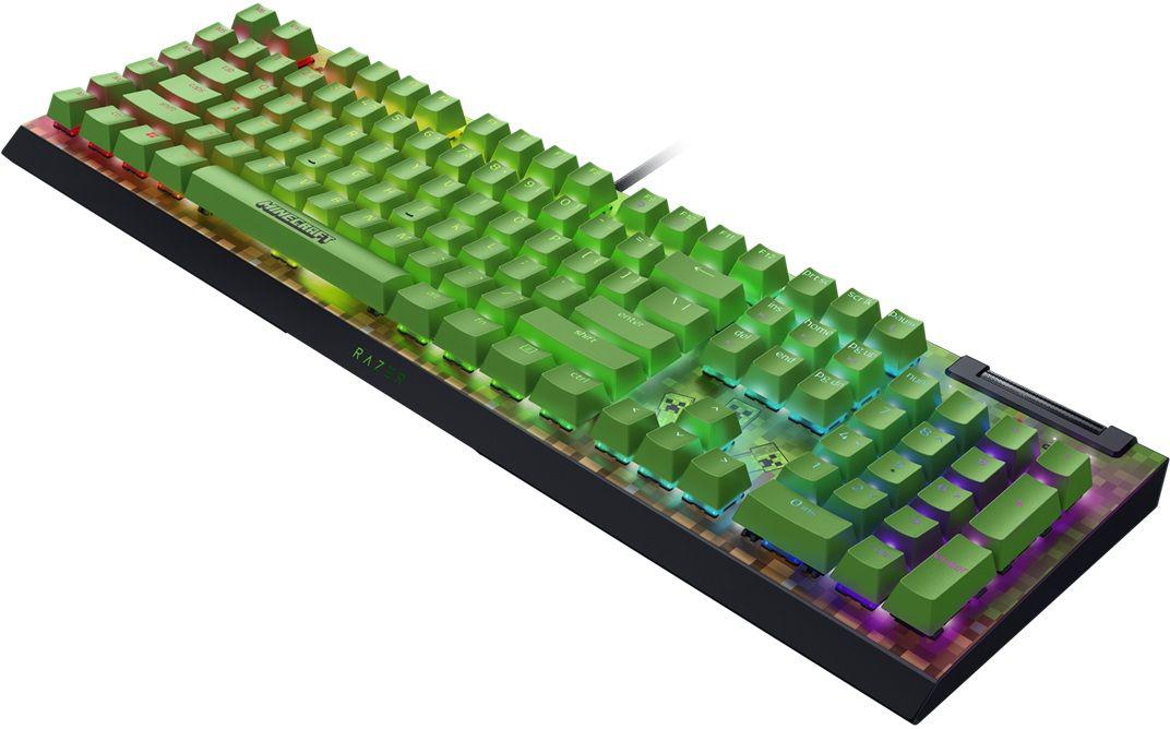 Tastatura mecanica gaming BlackWidow V4 X (Green Switch) - Minecraft Edition , layout US, taste ABS, layout US, cu 6 butoane customizabile, negru