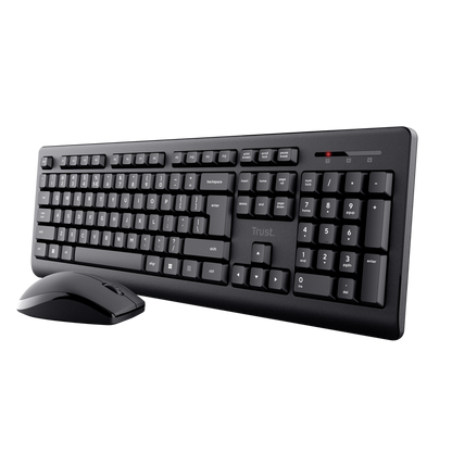 Kit Trust Primo tastatura standard, mouse wireless optic, rezoltie maxima 1200 DPI, negru