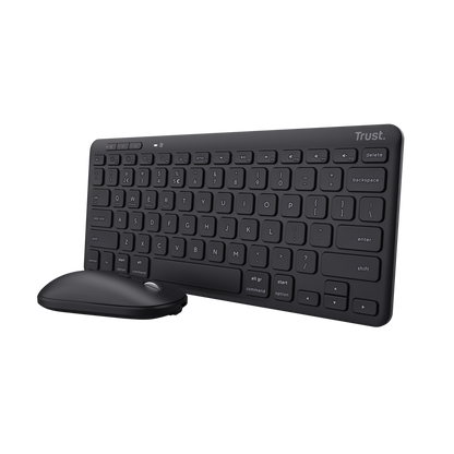 Trust Kit Wireless keyboard+mouse Lyra, mouse optic, rezolutie maxima 1200 DPI, conectivitate wireless, intefata USB-C, USB-A, negru