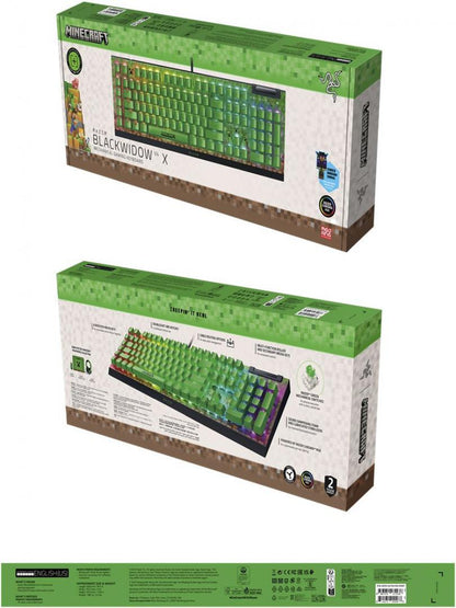 Tastatura mecanica gaming BlackWidow V4 X (Green Switch) - Minecraft Edition , layout US, taste ABS, layout US, cu 6 butoane customizabile, negru