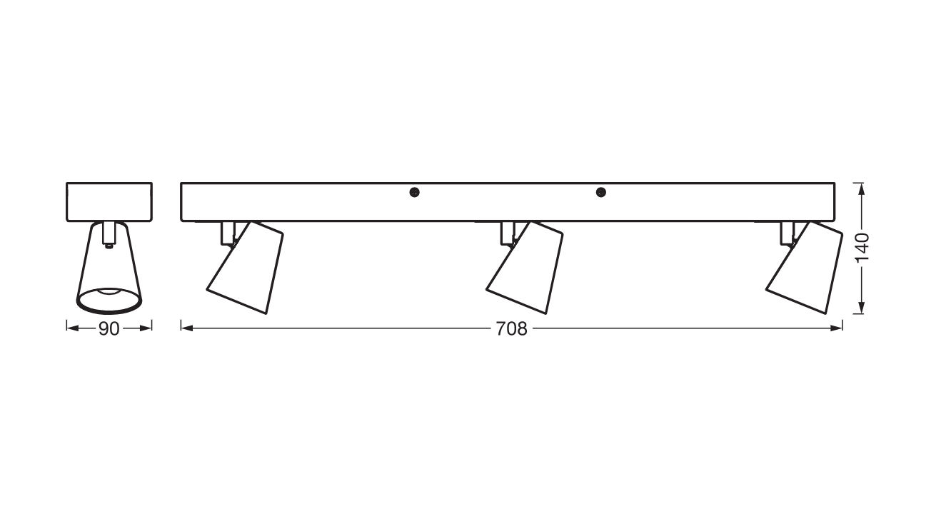 Spot LED triplu ajustabil Ledvance DECOR NEPTUNE, 26W, 2450 lm, lumina calda (3000K), IP20, 708mm, Alb, clasa energetica F