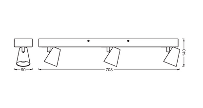 Spot LED triplu ajustabil Ledvance DECOR NEPTUNE, 26W, 2450 lm, lumina calda (3000K), IP20, 708mm, Alb, clasa energetica F