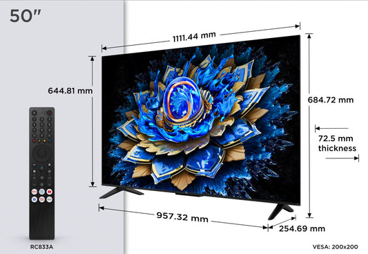 Televizor TCL QLED 50T69C, 126 cm, Smart Google TV, 4K Ultra HD, (Model 2025)