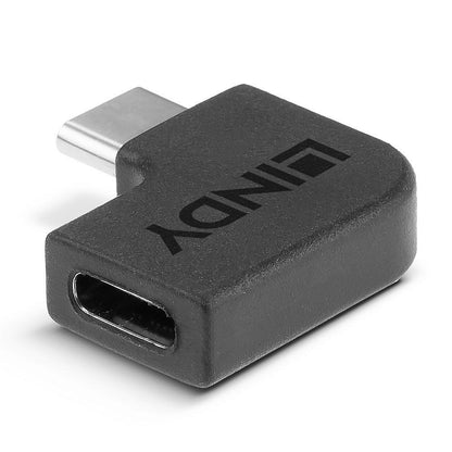 Adaptor Lindy USB-C 3.2 la USB C 90°, material PVC, temperaturi de operare -10°C - 80°C (14°F - 176°F), negru