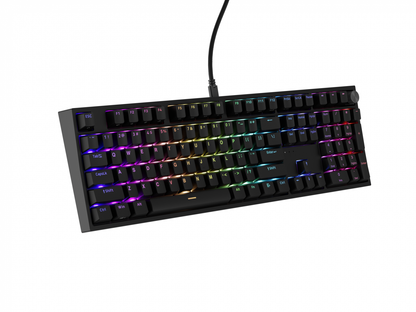 Tastatura gaming mecanica cu fir Genesis Thor 404 , iluminare RGB, switch-uri Peach, 107 taste, 11 butoane multimedia, negru