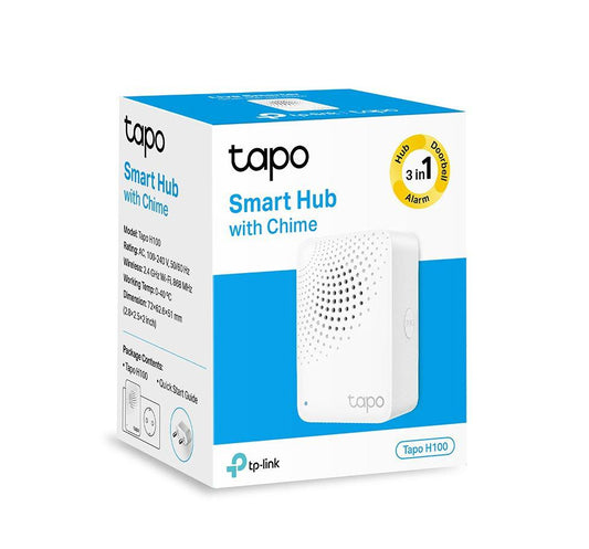TP-Link Wireless Smart Hub Tapo H100, 2.4GHz Wi-Fi, Protocol: 868 / 922 MHz, dimensiuni: 72 x 62.5 x 51 mm, difuzor incorporat.