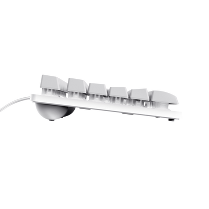Tastatura Trust cu fir GXT833W Thado, numar butoane 87, interfata USB 2.0, conector USB-A male, compatibila cu PS4, Xbox One, Nintendo Switch, PS5, alb