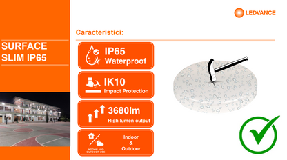 Plafoniera LED pentru exterior cu senzor de miscare Ledvance SURFACE SLIM SQUARE 260, 26W, 2730 lm, lumina neutra (4000K), IP65/IK10, 260x260x55mm, Alb