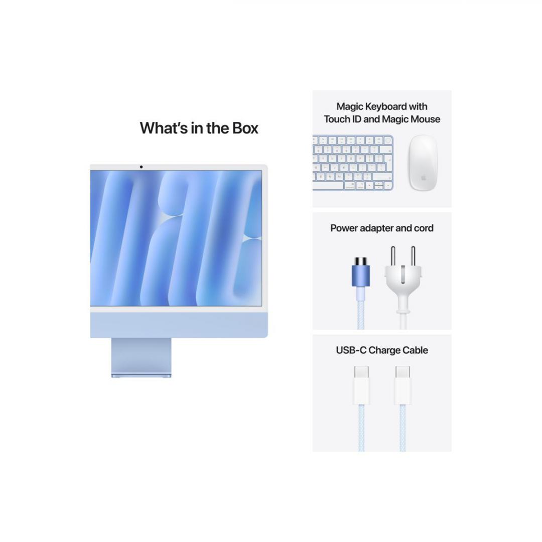 Apple iMAC 24" Retina 4.5k/ Apple M4 (CPU 10-core, GPU 10-core, Neural Engine 16-core)/16GB/512GB - Blue - INT KB (2024)