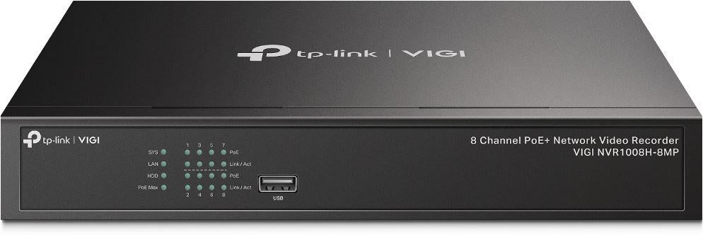 NVR PoE TP-Link VIGI 8 canale 1008H-8MP; 113W, 8 MP,1 SATA Interface, max 10TB, H.265+; ONVIF, etec?ie mi?care, linie, intruziune, persoane, vehicule etc.