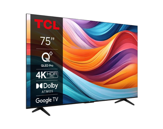 Televizor TCL QLED 75T7B, 189 cm, Smart Google TV, 4K Ultra HD, Clasa F