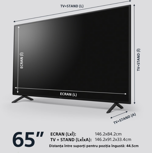 Televizor Sony BRAVIA LED 65X75WL, 164 cm, Smart Google TV, 4K Ultra HD, Clasa F (Model 2023)