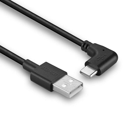 Cablu Lindy USB C 2 90°, lungime 1m, putere maxima 15W, latime de banda suportata 480Mbps, negru