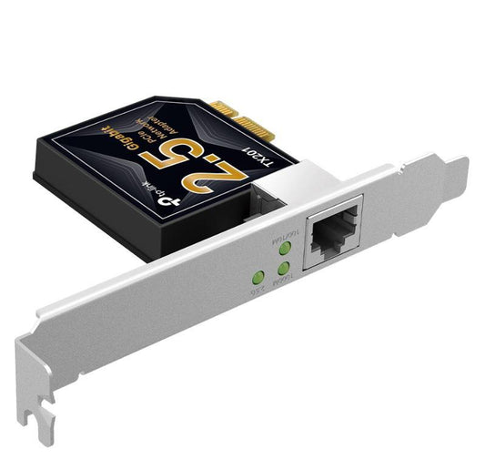Adaptor wireless TP-Link, TX201, 2.5 Gigabit PCIe, Standarde ?i Protocoale: IEEE 802.3, IEEE 802.3u, IEEE 802.3ab, IEEE 802.3bz, IEEE 802.3x, Interfata: 1× PCI Express 2.1 x 1, 1× RJ45 Gigabit/Megabit Port, Dimensiuni: 120.8 × 98.2 × 21.5 mm.