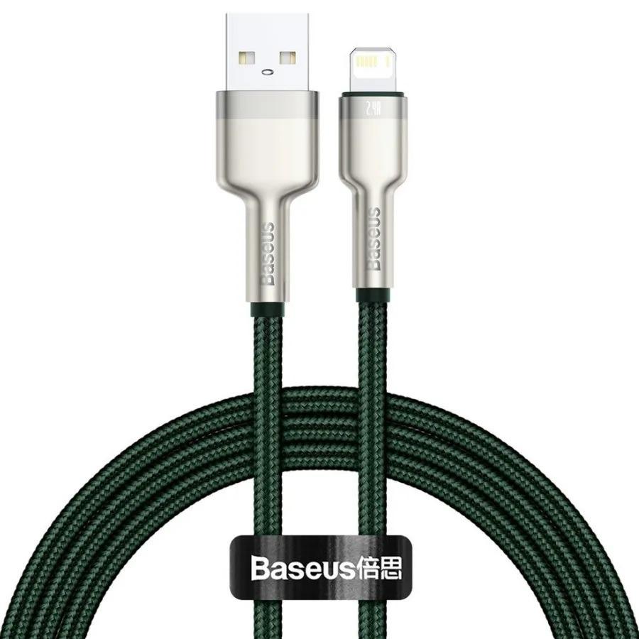 CABLU alimentare si date Baseus Cafule Metal, Fast Charging Data Cable pt. smartphone, USB la Lightning Iphone 2.4A, 2m, verde