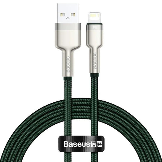CABLU alimentare si date Baseus Cafule Metal, Fast Charging Data Cable pt. smartphone, USB la Lightning Iphone 2.4A, 2m, verde