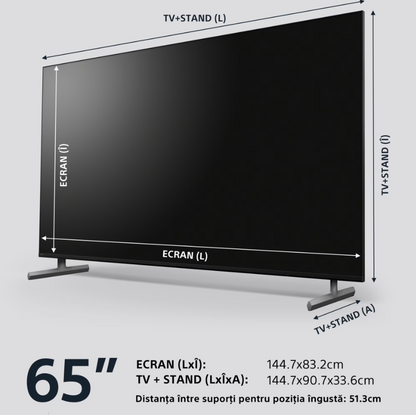 Televizor Sony BRAVIA LED 65X85L, 164 cm, Smart Google TV, 4K Ultra HD, 100Hz, Clasa F (Model 2023)