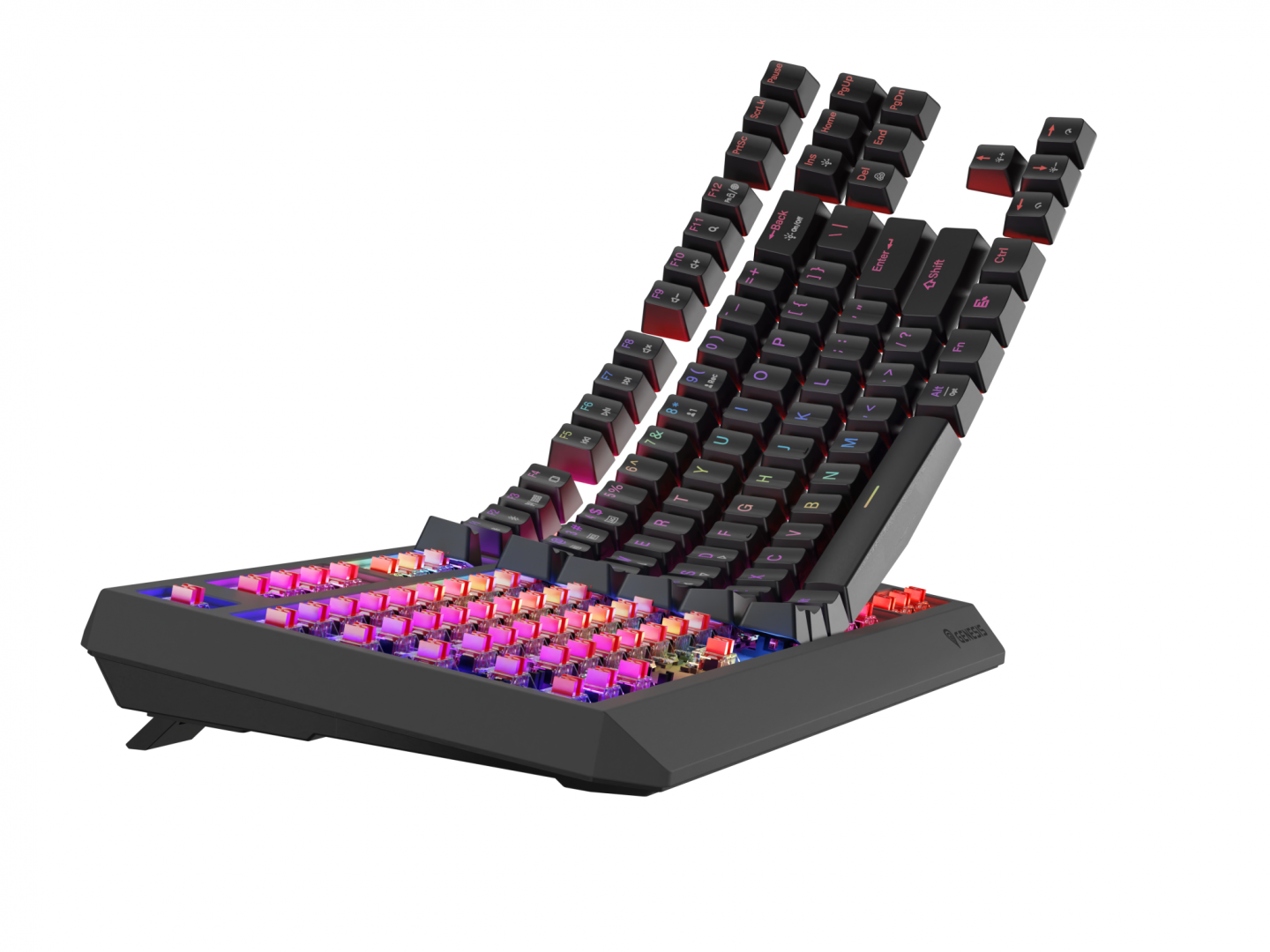 Tastatura gaming mecanica wireless Genesis Thor 230 TKL, iluminare RGB, swtich-uri Red, 87 taste, 11 butoane multimedia, negru