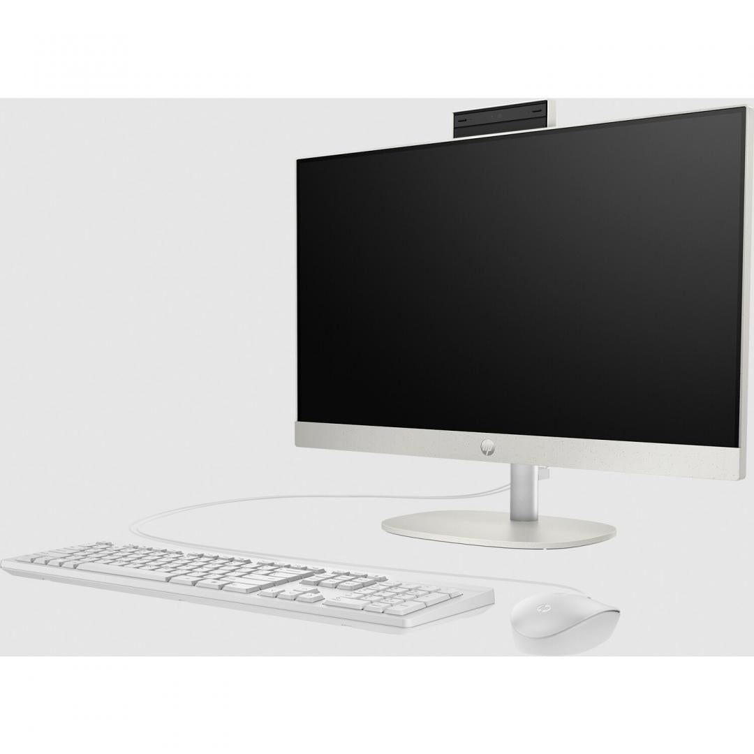 All-in-One HP ProOne 240 G10 23.8 inch Non-Touch IPS FHD, cu procesor Intel Core i5-1335U, video Integrat Intel Iris Xe Graphics, RAM 16GB DDR4, SSD 512GB, Fixed Stand, HP 125 White Wired Keyboard, HP 125 White Wired Mouse, Shell White, Free DOS, 3yw