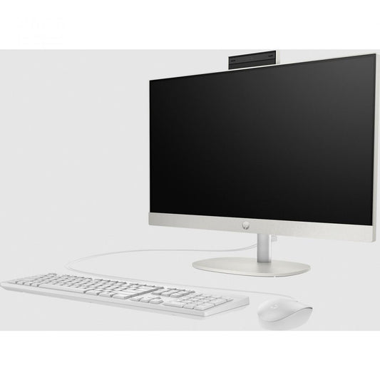 All-in-One HP ProOne 240 G10 23.8 inch Non-Touch IPS FHD, cu procesor Intel Core i5-1335U, video Integrat Intel Iris Xe Graphics, RAM 16GB DDR4, SSD 512GB, Fixed Stand, HP 125 White Wired Keyboard, HP 125 White Wired Mouse, Shell White, Free DOS, 3yw