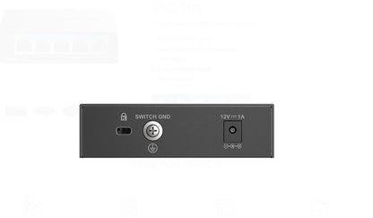 D-LINK DMS-105 UNMANAGED SWITCH 5 PORT, Interfata: 5 x 10/100Mbps/1G/2.5G, Auto MDI/MDIX, CAPACITATE SWITCH: 25gBPS, Packet Forwarding Rate:18.6 Mpps, Dimensiuni 100.5 x 82 x28mm, Greutate: 238.6 g.