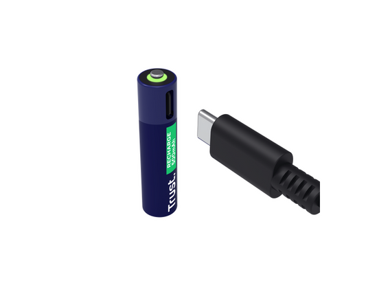 Baterii reincarcabile AAA Trust, incarcate prin USB-C, putere intrare 1.2W, pachet de 4 bucati.