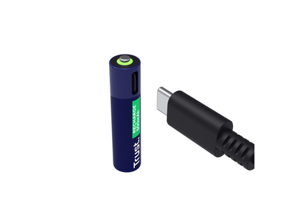 Baterii reincarcabile AAA Trust, incarcate prin USB-C, putere intrare 1.2W, pachet de 4 bucati.