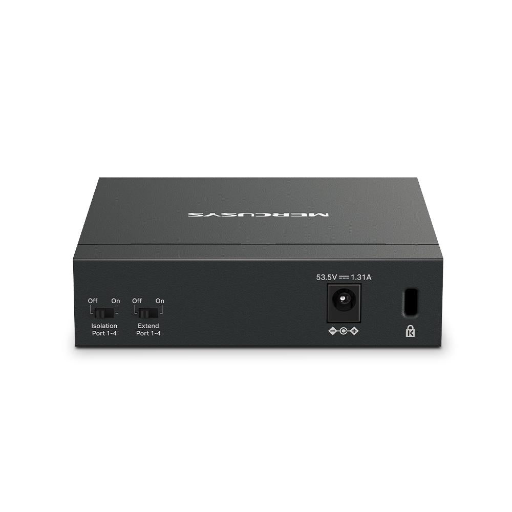 MERCUSYS DESKTOP SWITCH 5PORT MS105GP POE, Interfata: 5 x 5× 10/100/1000 Mbps RJ45 ports, 4 x POE, PoE Power Budget: 65 W, Standarde si protocoale: IEEE 802.3x Flow Control, dimensiuni: 99.8*98*25mm,