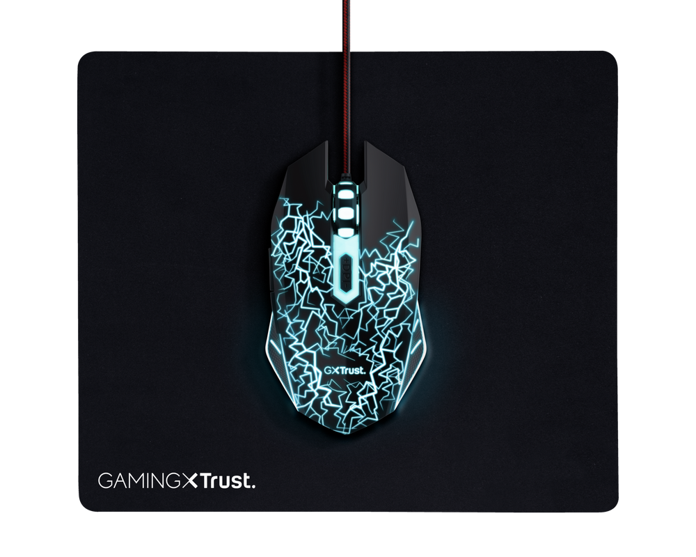 Kit Trust Basics gaming, mouse rezolutie 4000 DPI + mousepad negru