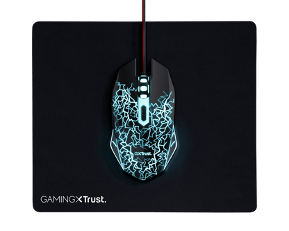 Kit Trust Basics gaming, mouse rezolutie 4000 DPI + mousepad negru