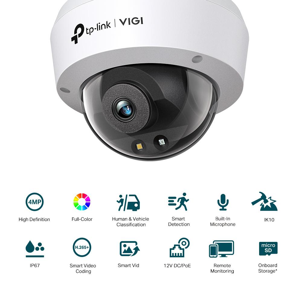 Camera IP Dome TP-Link VIGI C240(2.8MM), 4MP, Lentila 2.8mm, IR+WL 30ml, rezolutie video 2560 × 1440, H.265+/H.265/H.264+/H.264,