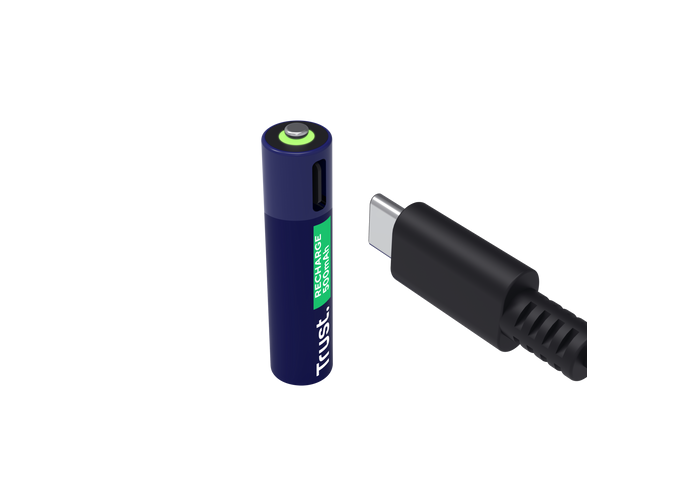 Baterii reincarcabile AAA Trust, incarcate prin USB-C, putere intrare 1.2W, pachet de 2 bucati.