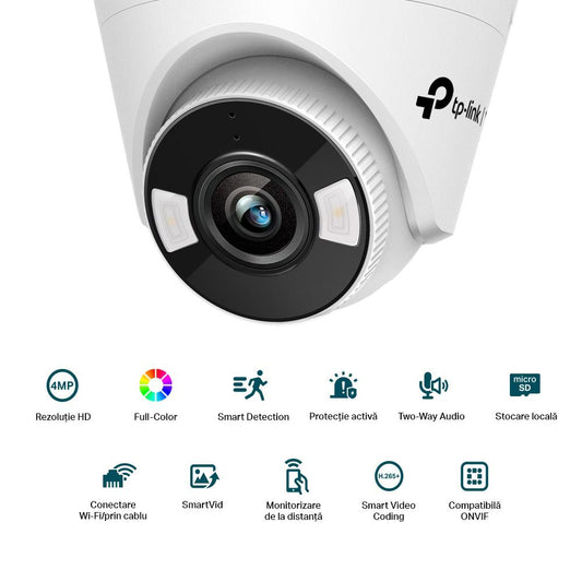 Camera IP Wi-Fi Turret TP-Link C440-W(4mm), 4MP, Lentila 4mm, IR+WL 30ml, rezolutie video 2304 × 1296, +/H.265/H.264+/H.264,
