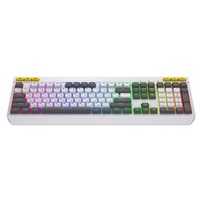 Tastatura mecanica cu fir Hator Icefall, conectivitate USB, polling rate 1000Hz, iluminare RGB pentru 8 zone diferite, tip switch membrana, material taste ABS cu gravare laser si acoperire UV, alb