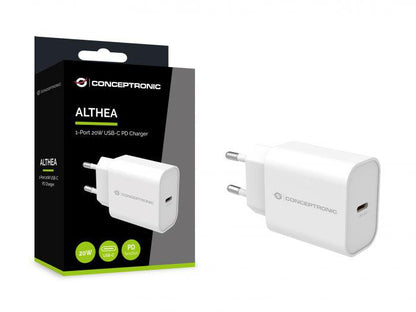 CONCEPTRONIC ALTHEA07W 1-Port 20W USB-C PD Charger, 40.2 x 43.5 x 26 mm