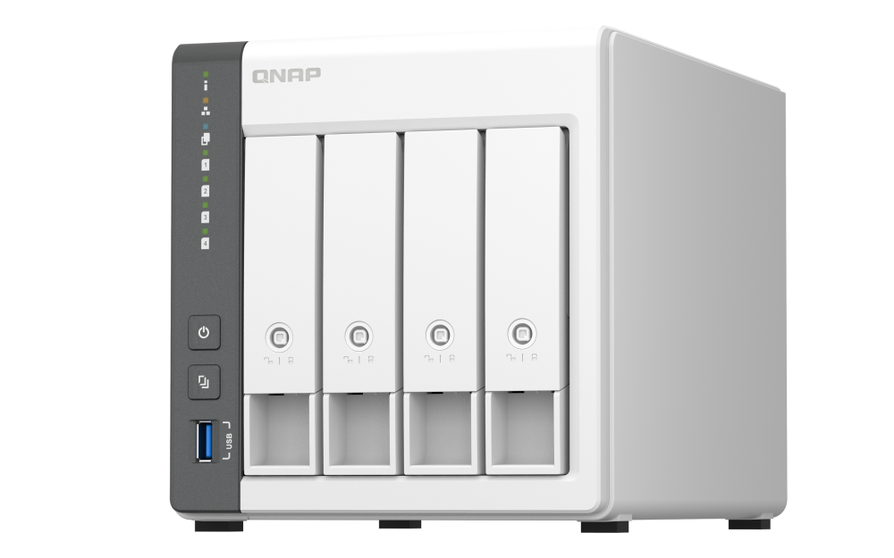NAS QNAP 433 4-Bay, CPU ARM 2.0GHz Quad core, RAM 4GB, HDD 2.5"/3.5" SATA 6Gbps (neincluse), LAN: 1 x 2.5GbE + 1 x GbE, USB3.2 Gen1: 1 USB2.0: 2, tower, adaptor alimentare, garantie 2 ani